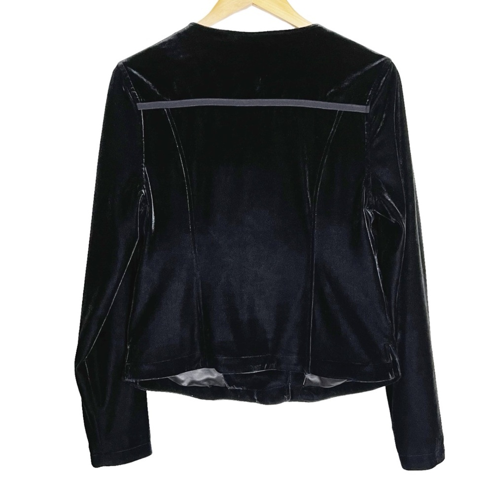 Soft Surroundings Grunge Asymmetric Velvet Cropped Moto Jacket S Black Zip Edgy - Picture 5 of 8